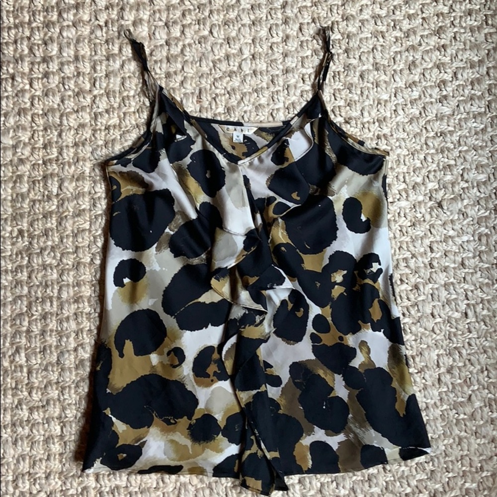 Cabi Strappy Animal Print Silk Tank Top